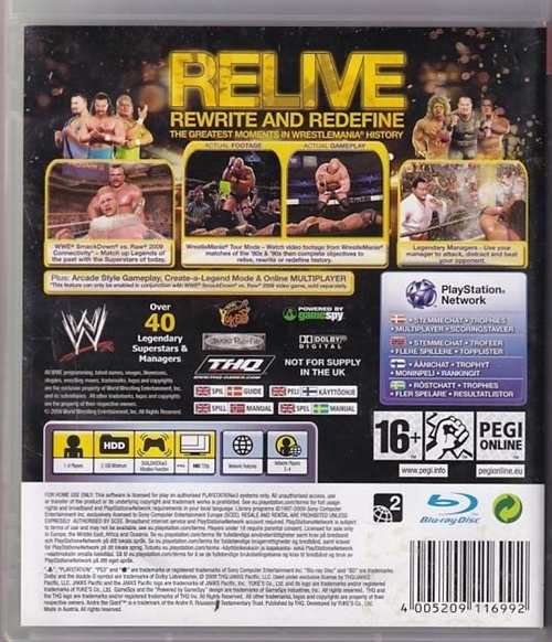WWE legends Of WrestleMania - PS3 (B Grade) (Genbrug)